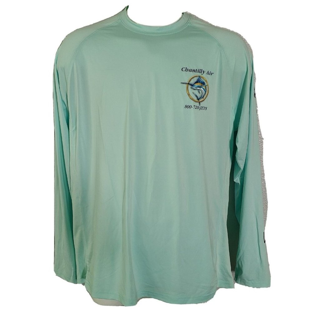 Huk Performance Fishing mens stretchy shirt long sleeve Marlin Mint Size L
